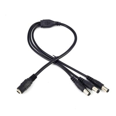 Kabel zasilający DC z potrójnym rozgałęzieniem 5.5*2.1: Żeński na Trzy Męskie, Całomiedziany