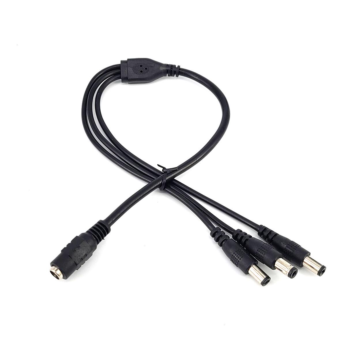 

Потрійний розгалужувач шнура живлення постійного струму 5,5*2,1: Гніздо до трьох штекерів, повністю мідний