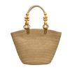 Design sense woven large-capacity handbag women's beach vacation style versatile solid color casual personality shoulder bag