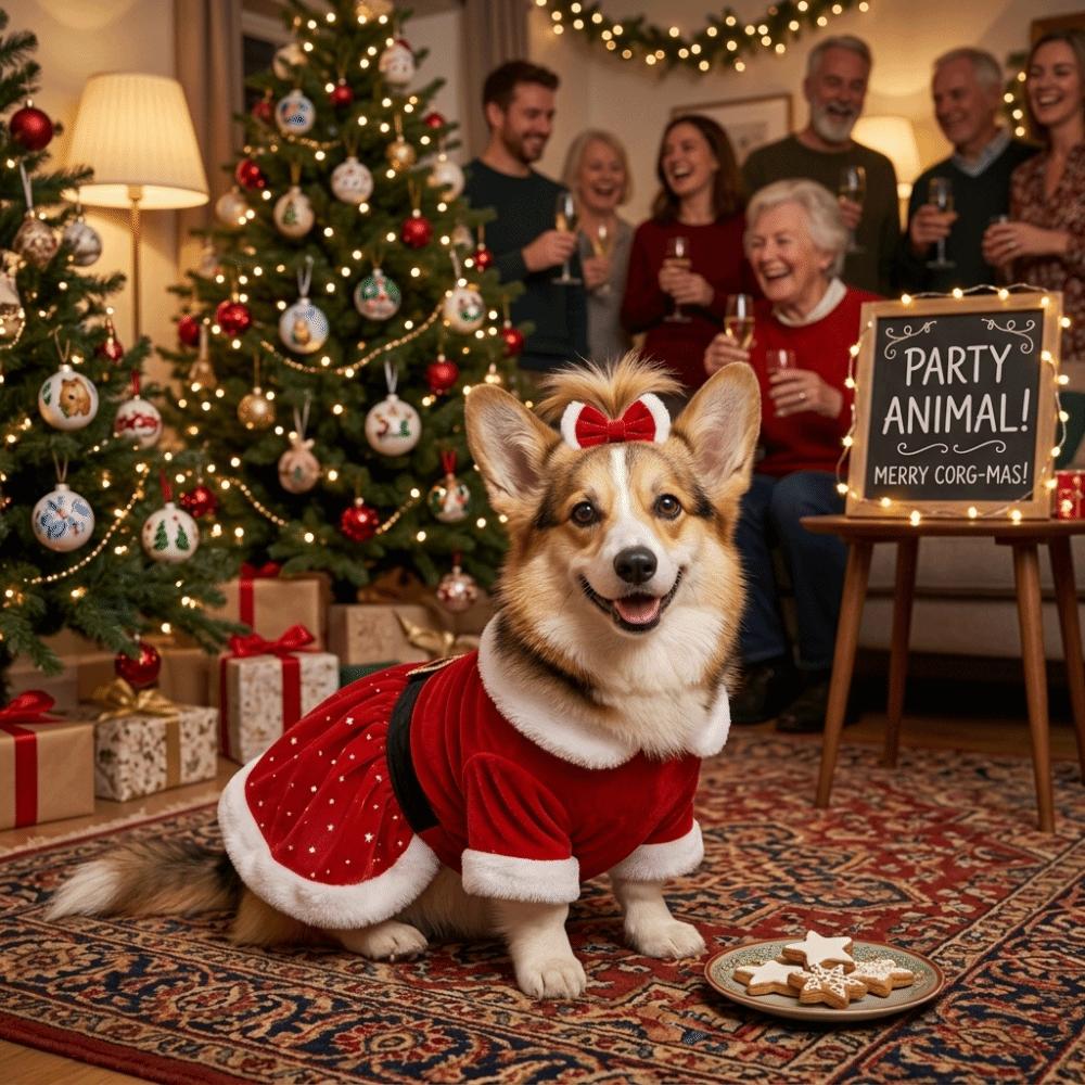 Roter Hund Weihnachtsmann Kleid Netz Samt Haustier Outfit Waschbar Roter Netzrock Weihnachtsfeier