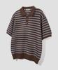 Age O.D. Collar Button Stripe Half Knit [Brown]