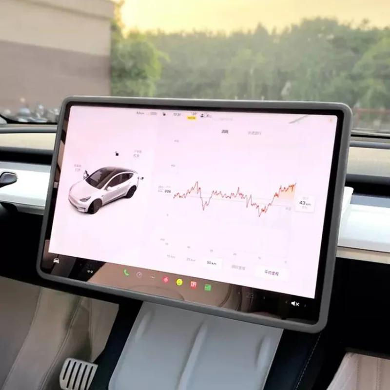Per Tesla Model 3 Y 2020-2025 Silicone Cornice Schermo Protezione Bordi Display Copertura Protettiva Controllo Centrale Accessori Auto
