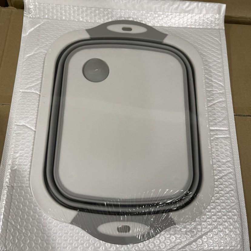 

Складная разделочная доска и умывальник 3-в-1 со сливом 37x27x12cm, 320g белый/серый