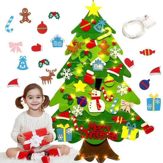 Felt Christmas Tree for Toddlers with Lights DIY Games Kids