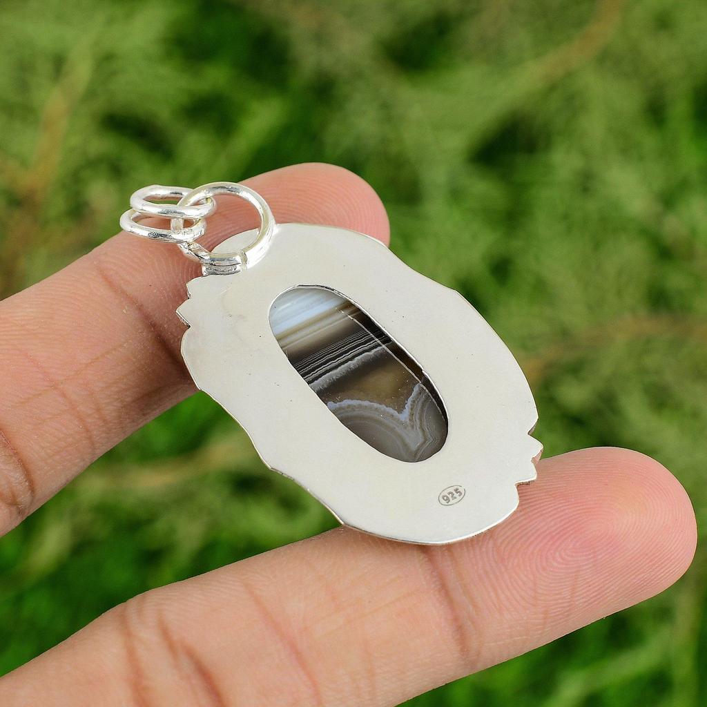 Daughters Day Deal Natural Botswana Agate Engagement Pendant Jewelry 925 Silver