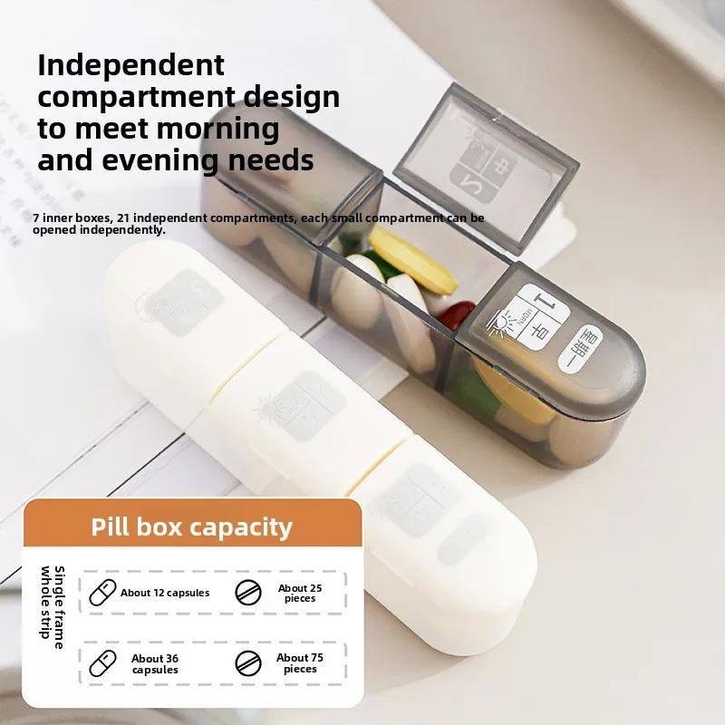 Weekly Pill Organiser 7-Day Medication Dispenser Portable Sealed Medication Storage Box Three-Meal Tablet Organiser