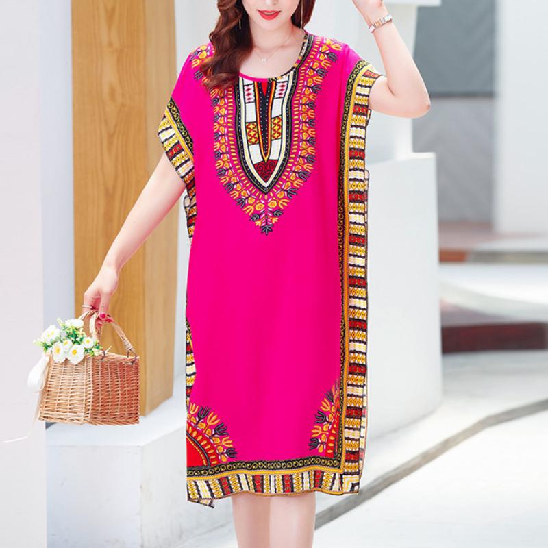 

Літня сукня з геометричним принтом, пуловер, один розмір, шикарна жіноча сукня до середини литки для домашнього одягу one size рожевий червоний колір