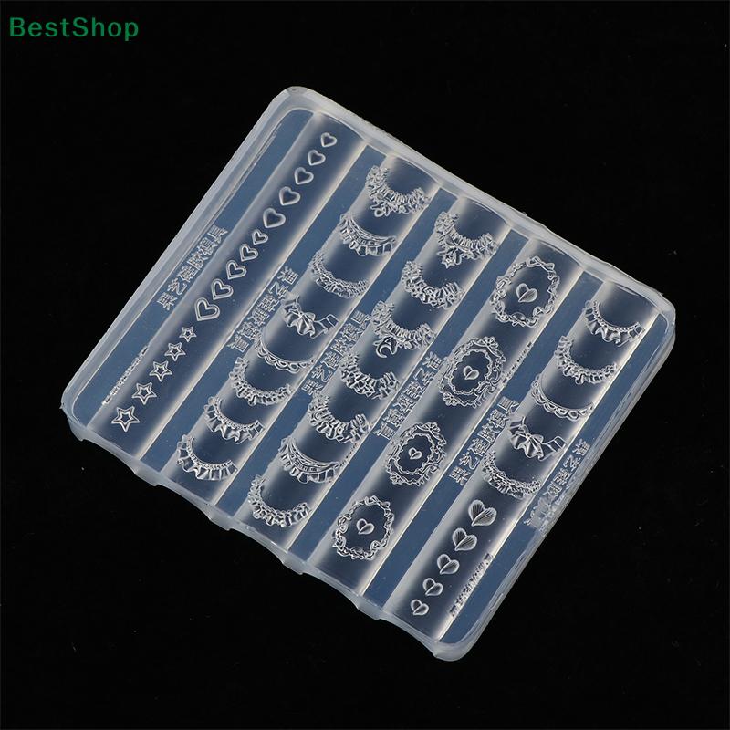 3D Lace & Heart Silicone Nail Art Mold DIY Nail Decor Transparent Manicure Template