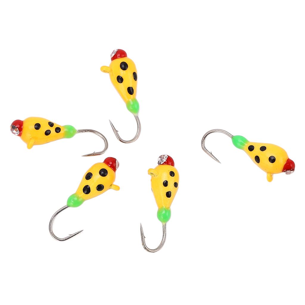 5 Pcs Ice Fishing Hooks High Carbon Steel Fishing Jigs Kit Winter Fishing Lures Head for Outdoor
