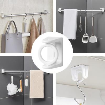 Yapışkanlı Duş Perdesi Çubuğu Tutucu Duvar için Duş Çubuğu Tutucuları Perde Çubuğu Kancaları 5'li Paket - Delme Gerektirmez - 360° Dönebilen Halka ile