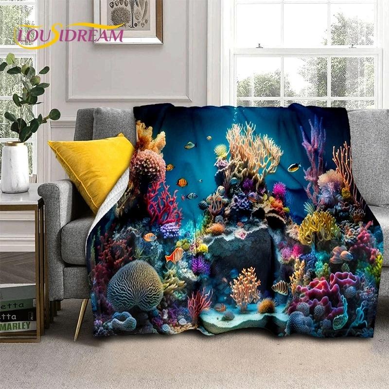 3D Vízalatti Világ Tengerfenék Delfin Rajzfilm Puha Flanel Takaró Ágyakhoz Hálószobába Kanapéra Piknikhez, Dobótakaró Kültéri Szabadidőhöz
