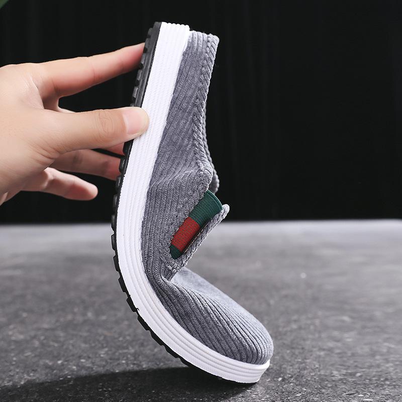 Zapatillas sin talón redondas antideslizantes para hombre estilo Old Beijing - Slip-ons de tela transpirable