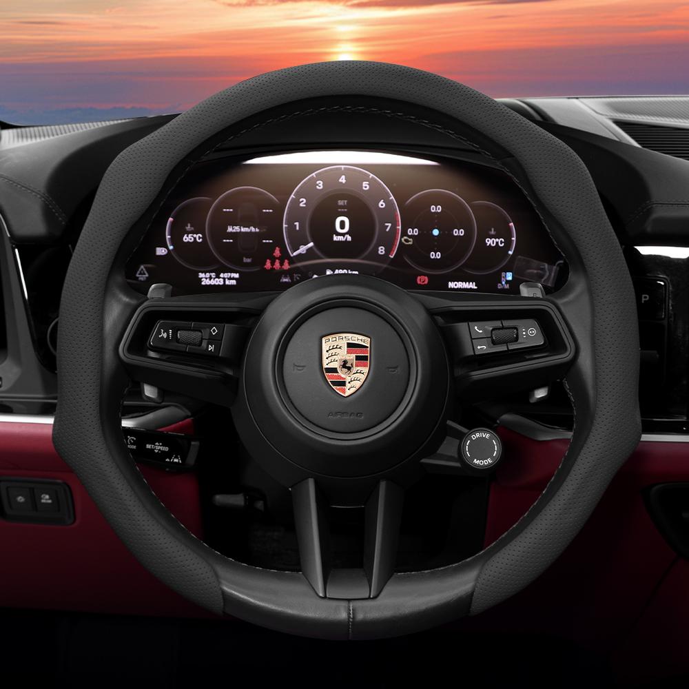 

Suitable for Porsche Snap-On Steering Wheel Cover, Anti-Slip, Sweat-Absorbent, Perforated, Breathable Protective Cover, Macan Cayenne Taycan чёрный