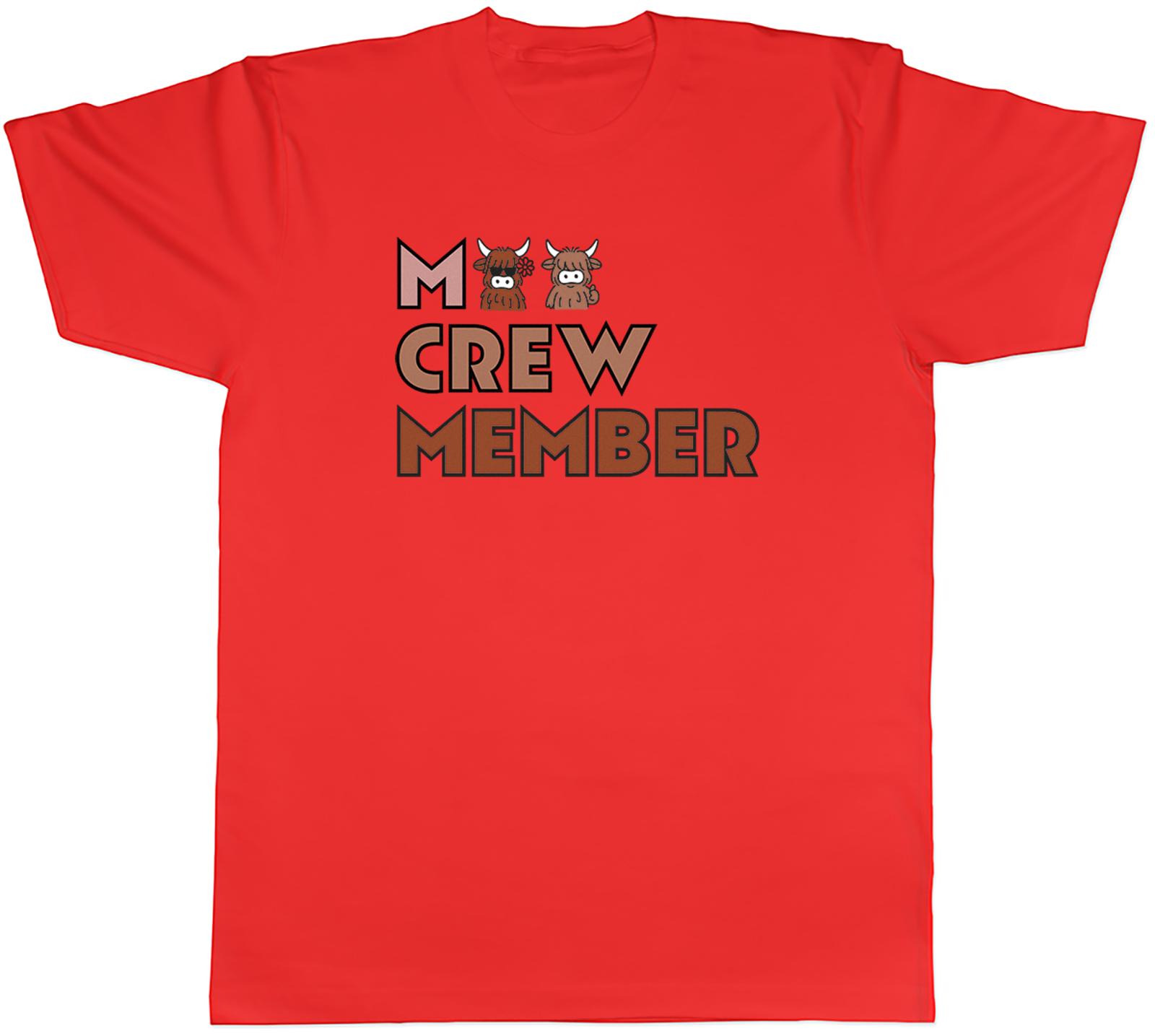 Funny Highland Cow Moo Crew Member Mens TShirt Tee Gift Top S