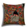 Classic Retro Girl Skull Illustration Cushion Cover Pillow Cover Sofa Cushion Cover Living Room Bedroom Soft Home Decoration