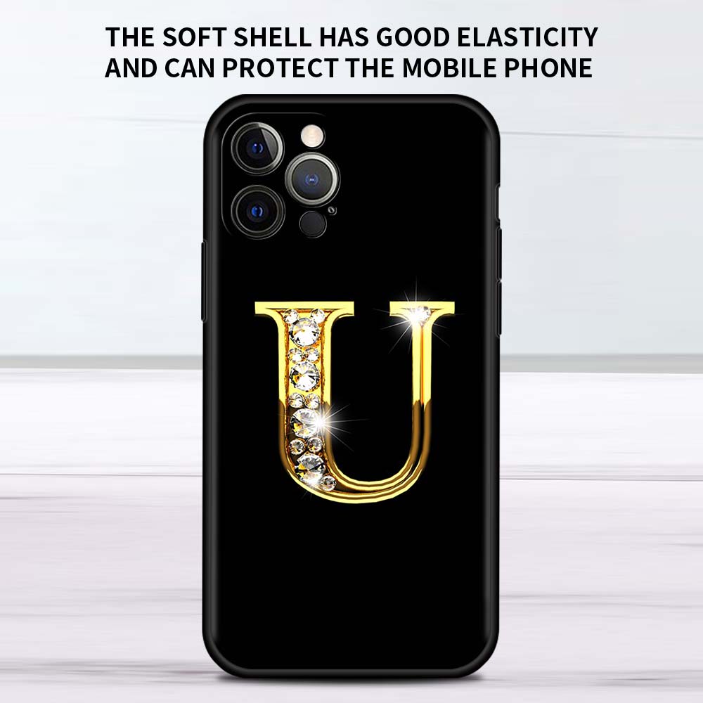 Letter Alphabet Case For Apple IPhone 18 11 13 12 Pro 7 XR X XS Max 8 6 6S Plus 5 5S SE 2020 13Pro Black Phone Cover Capa