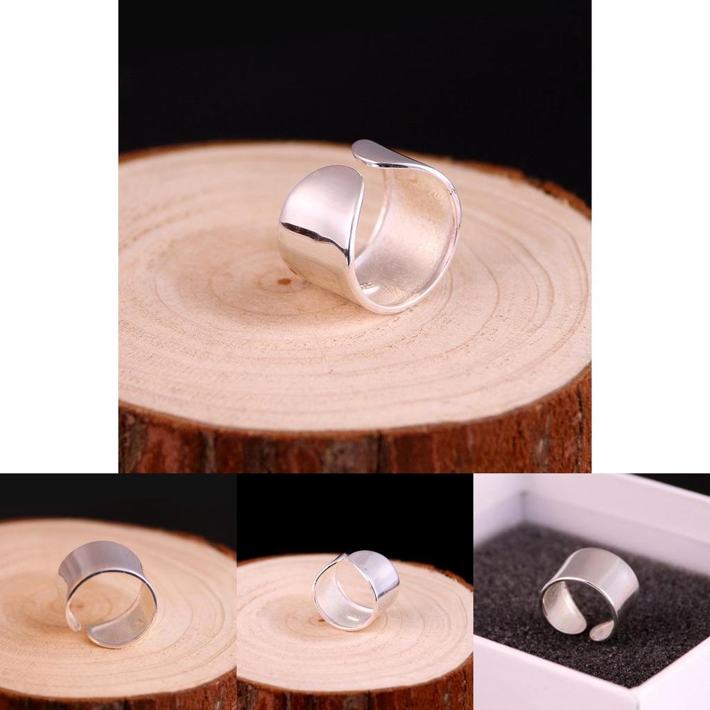 Chic S925 Silver Ring For Women Sophisticated Simple Shiny Finish Adjustable