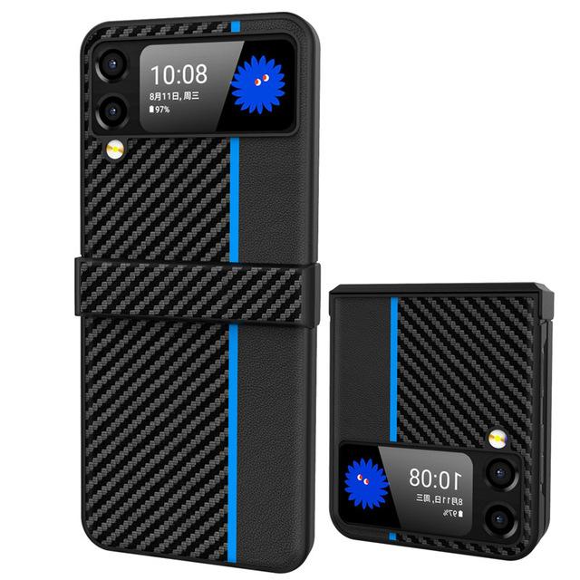 

2022 Новый кевларовый чехол из углеродного волокна для Samsung Galaxy Z Flip 4 3 5g, антидетонационный роскошный чехол для Galaxy Z Flip3 Flip4 Flip4 синий