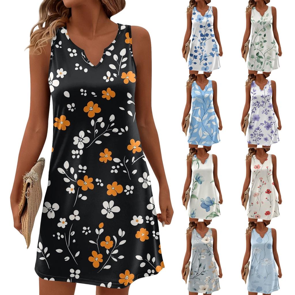 Women's Fashion Floral Print V-Neck Camisole Dress