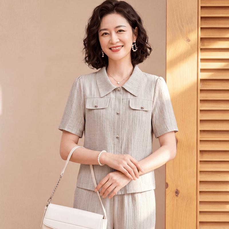 Elegant Women s Summer Lapel Suit 2XL