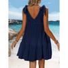 IHUASU Women's Fashion Summer Spring Solid Color Print Sleeveless U-Neck  Casual Dresses