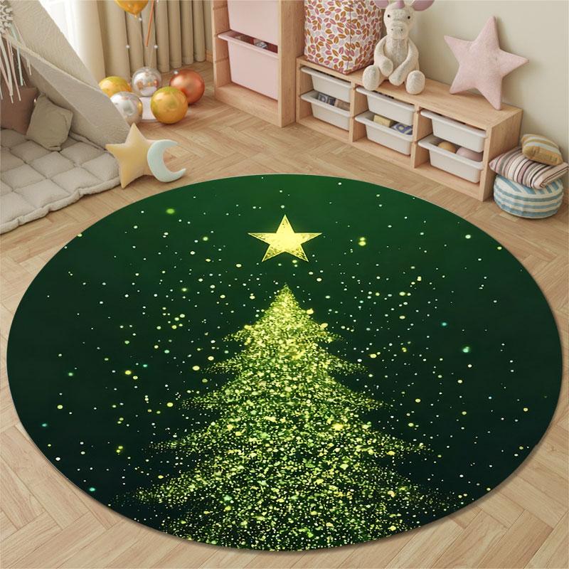 Handmade Style Round Pop Art Multicolor Rug Mat, Non-Slip Floor Mat for Laundry Room