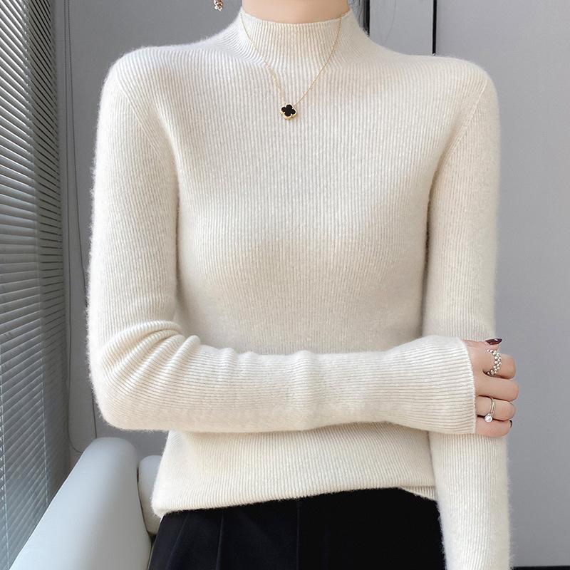 Cardigan Damen Innenstrickware, Slim und Dünn, Rollkragenpullover, Einfarbige Basisschicht