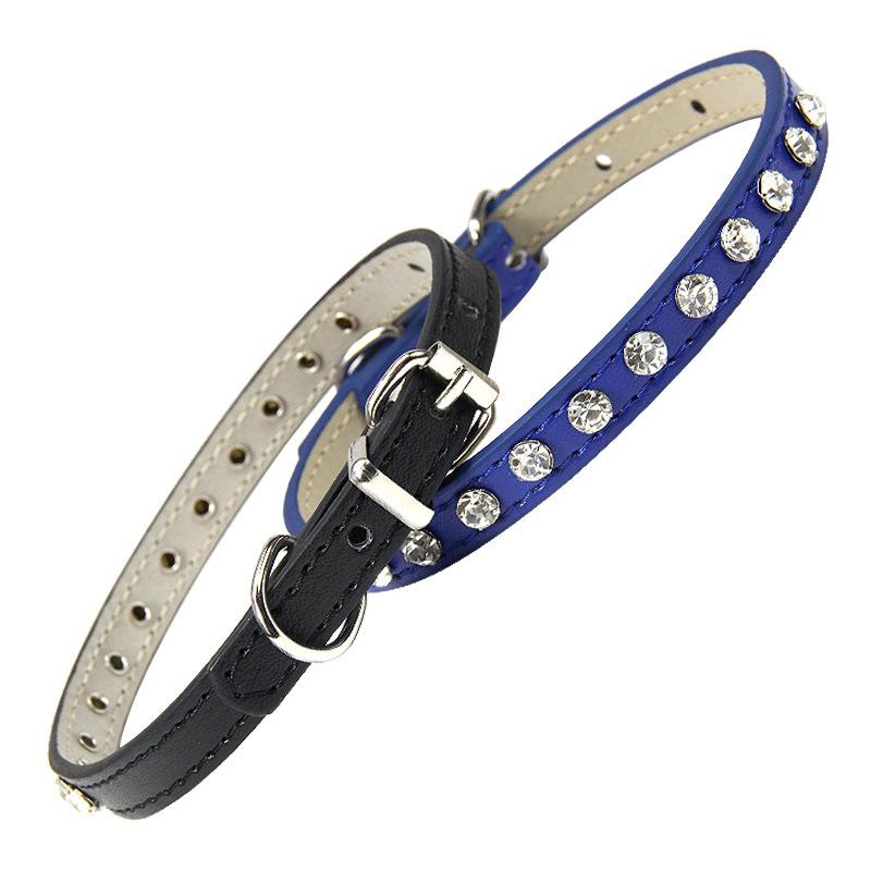 Collier réglable en cuir pour chat et animal de compagnie, 1 pièce, strass pour petit chiot, accessoires créatifs pour animaux de compagnie