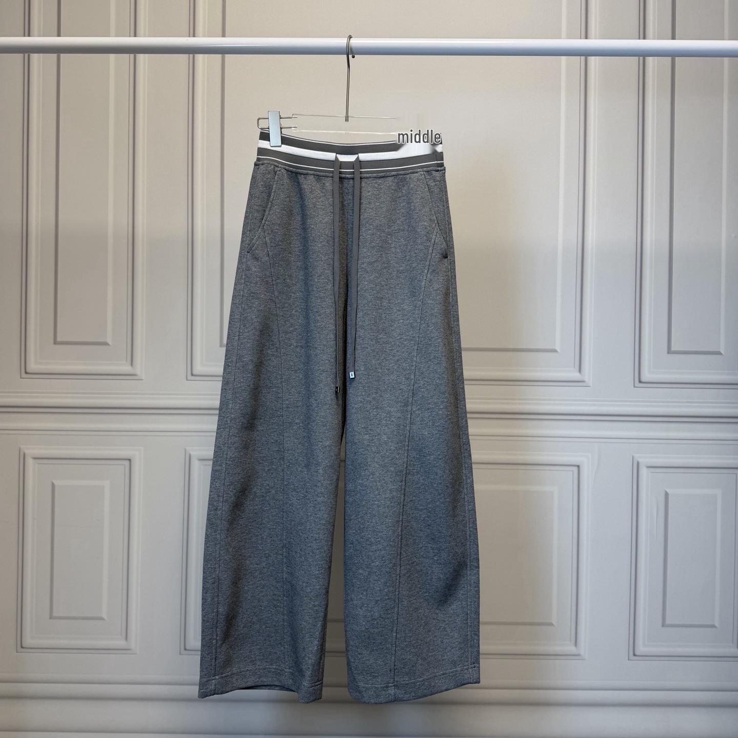 Spring 2026 High-Waist Slimming Drawstring Casual Pants - Stylish & Versatile Medium серый/цветочный