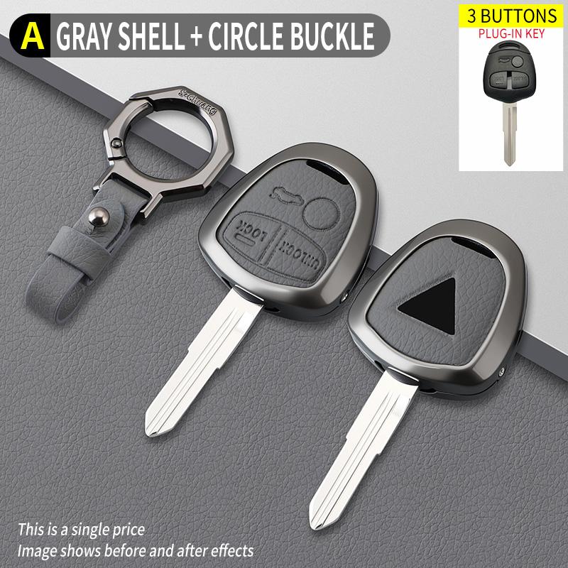 3-Tasten Metall Auto Schlüsselhülle Abdeckung Schale Für Mitsubishi Evolution Lancer Ex Grandis Outlander Triton Pajero Asx Schutzschale gray