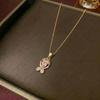 Women's Cross-Border Fashion Necklace with Colorful Zirconia Heart and Titanium Steel Clavicle Chain
