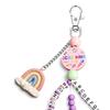 Rainbow Key Chain Keychain with 26 Letter Beads Colorful Beaded School Bag Charm Back to School Gift for Kids