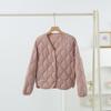Autumn and winter new simple V-neck casual light and thin short down jacket women's jacket versatile collarless light and thin liner