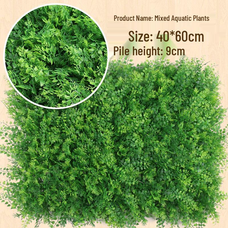 Eucalyptus Artificial Plant Wall Decoration - Greenery Background with Faux Flowers and Lawn Grass Turf