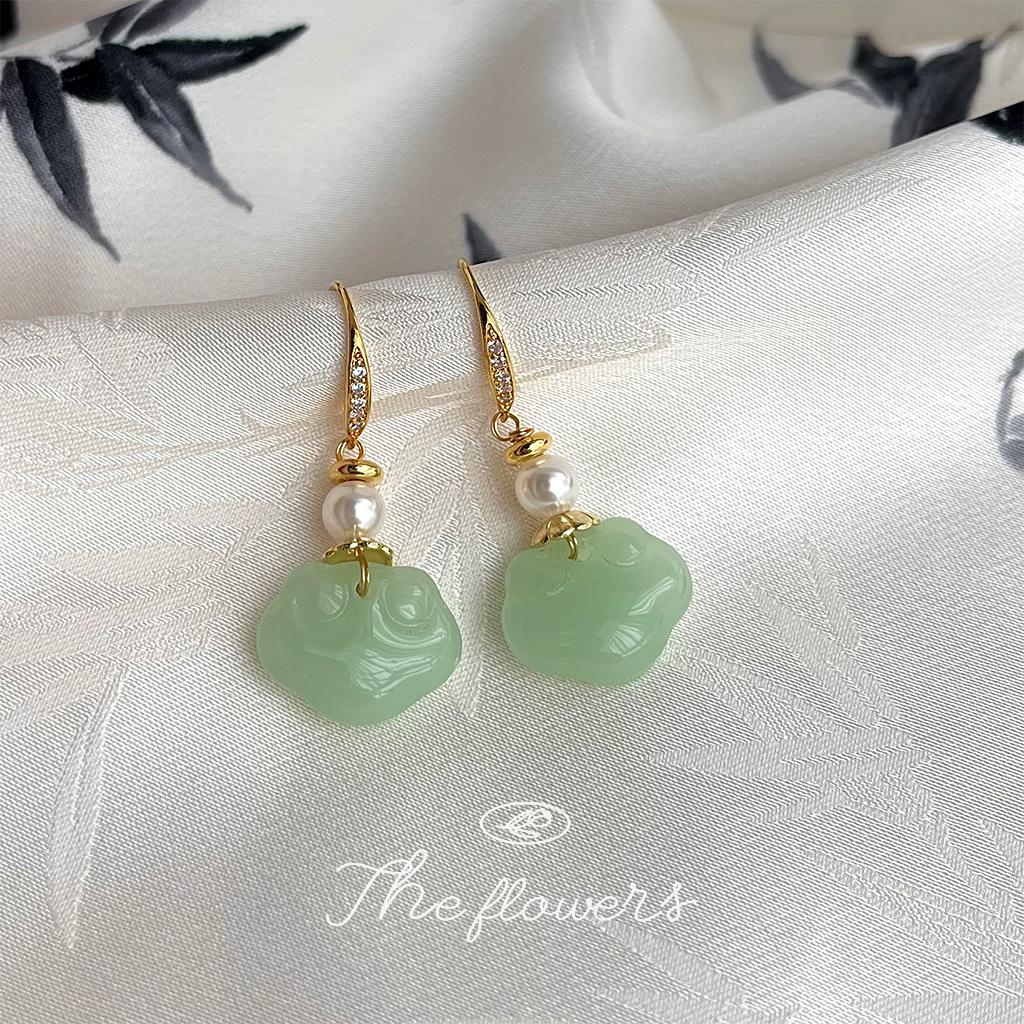 

Новый китайский этнический стиль ручной работы серьги с замком Xiangyun с длительным сроком службы, серьги с замком Guochao Ruyi, ювелирные изделия