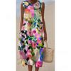 European and American New Summer Flower Ocean Printing European Size Round Neck Sleeveless Long Dress Creative Loose Dress