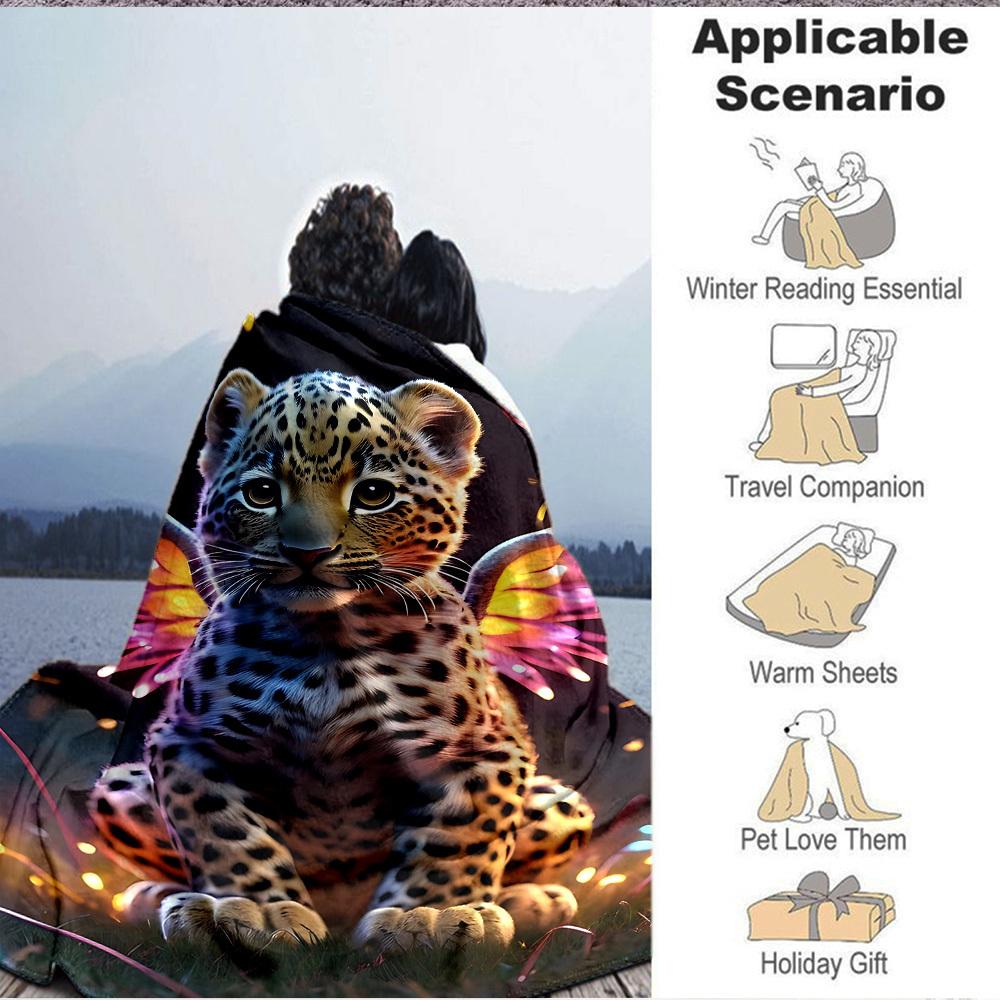 1PC Leopard Print Wings Blanket, Throw For Sofa, Bed, Travel, Camping, Livingroom, And Bed, Printing Blanket With Soft And Warm Fabric Yy250918193