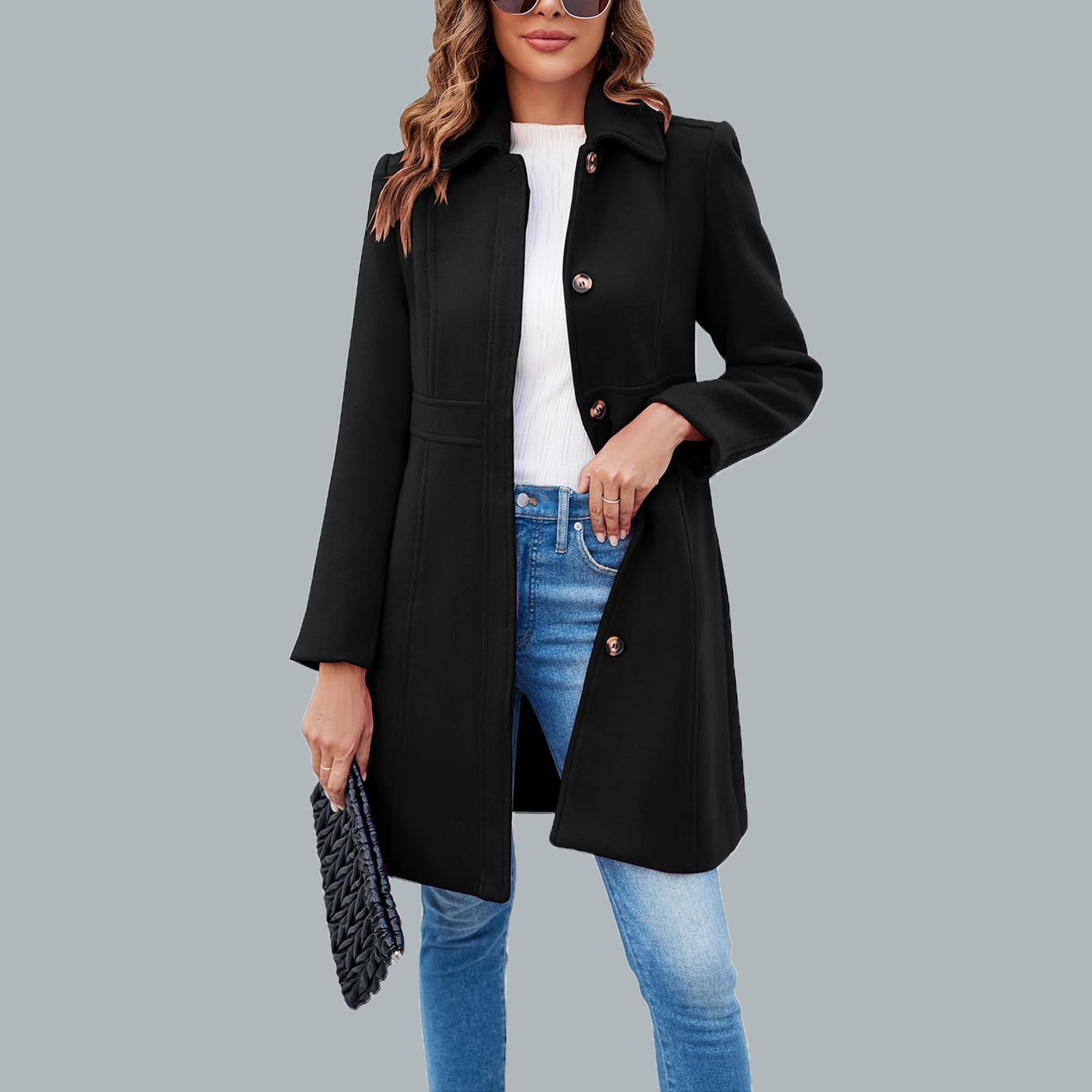 

Модные тренчи для женщин, длинные тренчи, тонкие классические однотонные пальто XXL чёрный