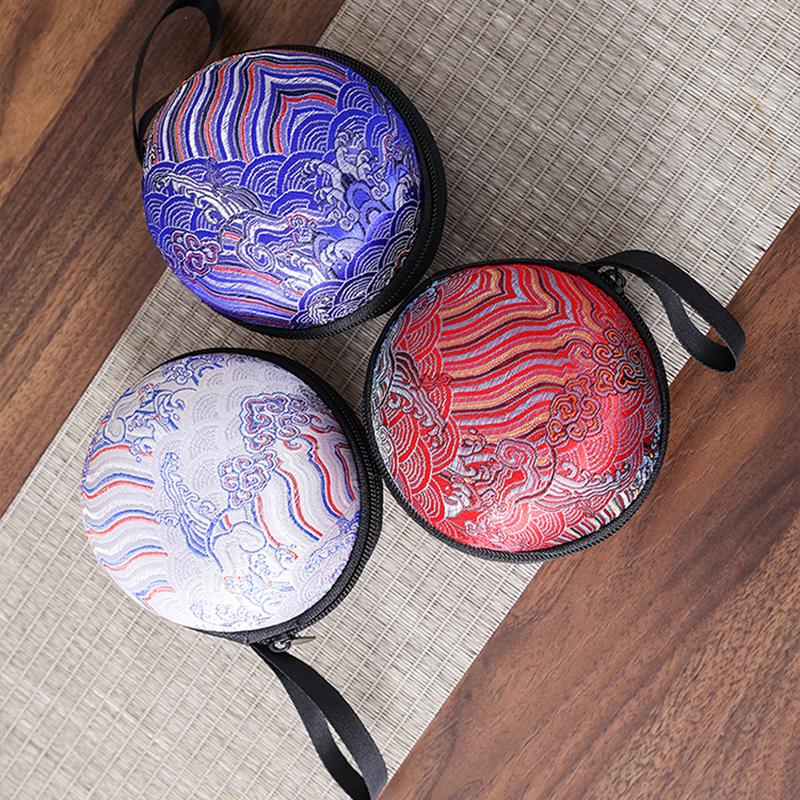 Stickerei Brokat Kleine Teetasse Tasche Chinesischer Stil Vintage Meister Teetasse Beutel Tragbar Reise Teezeremonie Zubehör