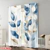 Set Of 2 Plane Printing Window Curtain Blue Serenity Leaves Versatile Polyester Fabric Without Rod All Bedroom Ideal For Sleeping Area