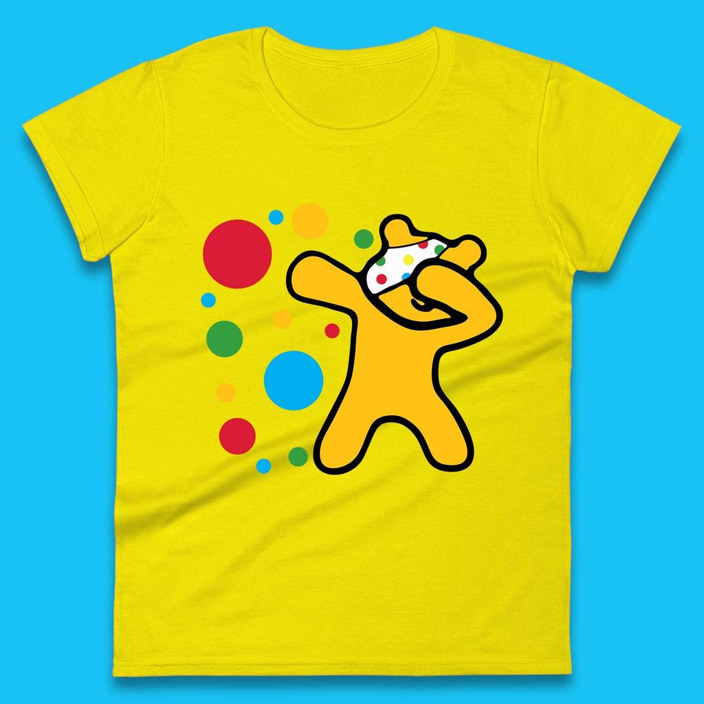 Dabbing Spotty Pudsey Bear Children In Need Dab Dance Spotty Day Donation Womens Tee T Shirt Mens Tops Unisex Top