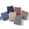 2025 new cashmere shirt men's round neck solid color pullover sweater with knitting inside