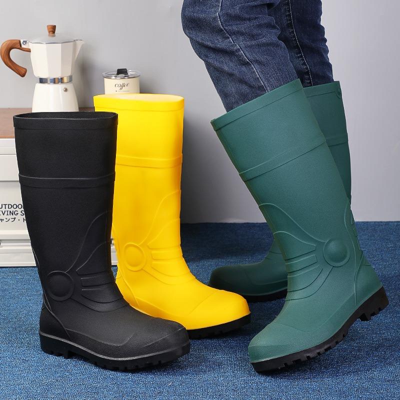 Stylish and Simple Tall Tube Matte Men's Rain Shoes Yellow Wading Boots Fishing River Men's Water Shoes Wear-resistant Men's Rubber Shoes