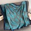 Blue Pattern 111cm Imitation Silk Travel Silk Scarf Dual-purpose Fashion Scarf Scarf Sunscreen Versatile Temperament Shawl