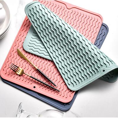 Nordic Color Dish Drying Mat Heat Insulation Dishes Sink Table Pot Holder Protector Cups Draining Mat Kitchen Mildew Proof Mat