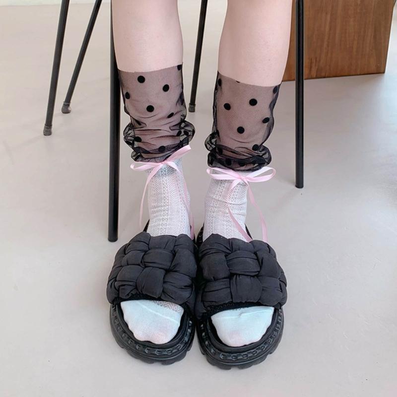 Womens Calf Socks, Sweet Girl Lace Ruffle Knee Socks Fashion Ladies Girl Princess Mesh Patchwork Socks Stockings