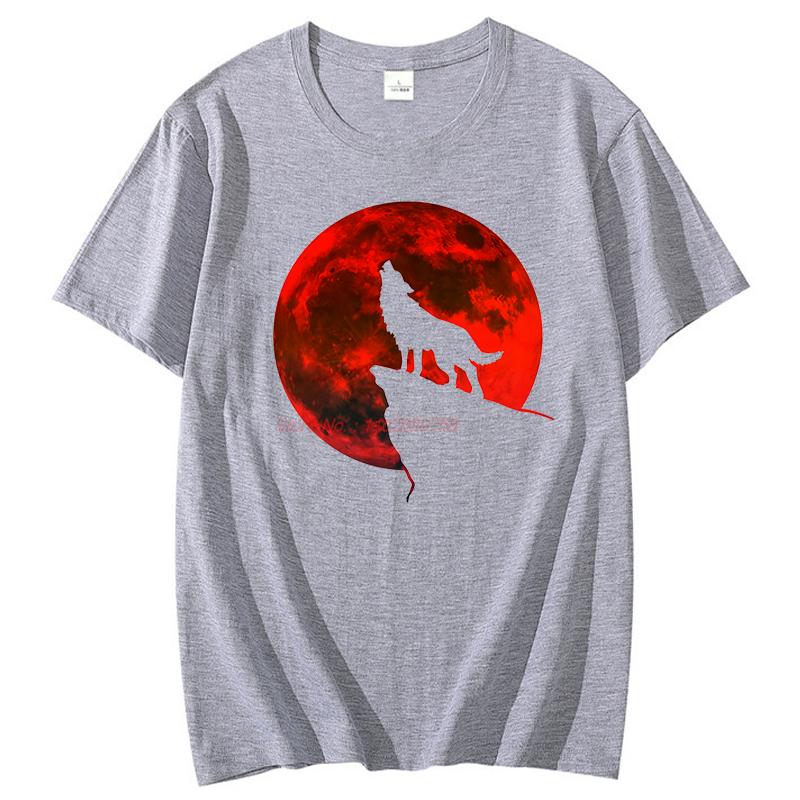 Howling Wolf Blood Moon Full Moon Shirts Graphic Tee Fashion For Unisex Tops Tshirt New Arrival Goods Short Sleeve Tee Unisex Clothes