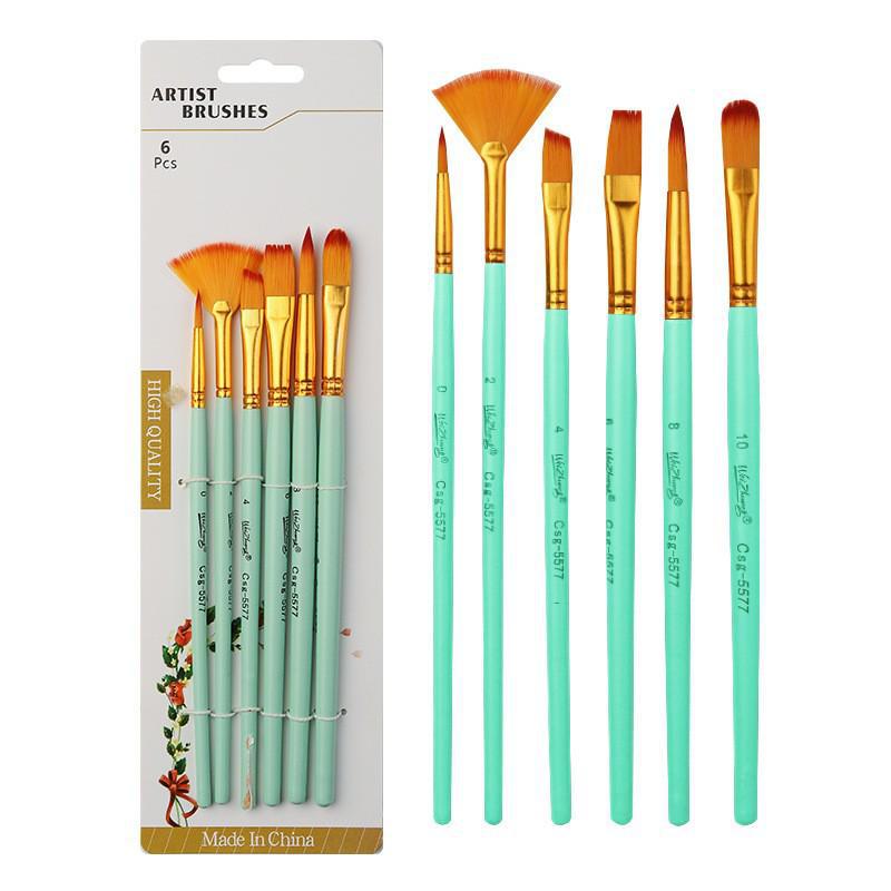 Perleťové bílé nylonové štětce na vlasy s olejem a akvarelem – sada 6 ks