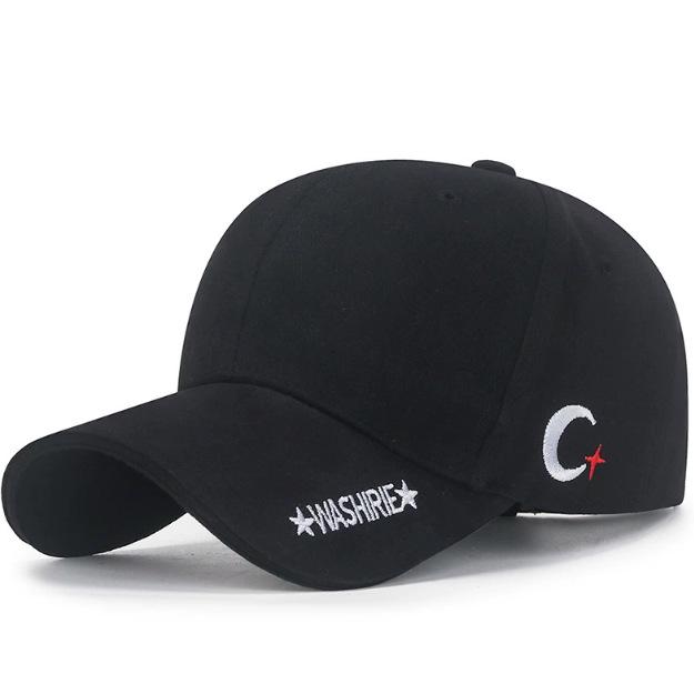 

Crescent Moon Korean Style Baseball Cap - Sun Protection Hat for Youth, Men & Women Adjustable чёрный