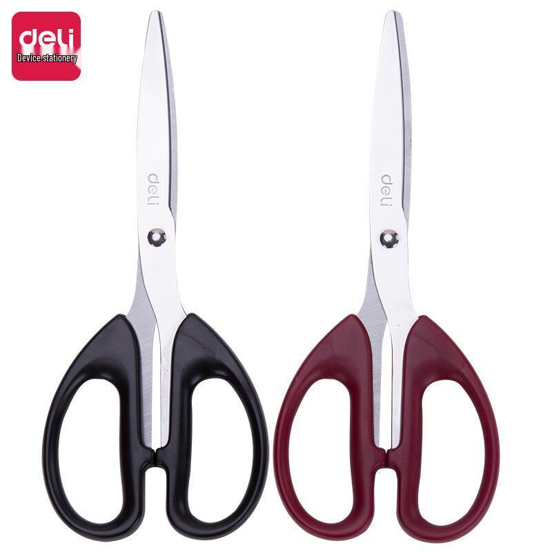 Deli Rustproof Black Blade Large Scissors, Stainless Steel Safety Scissors for Office and Household Paper Cutting